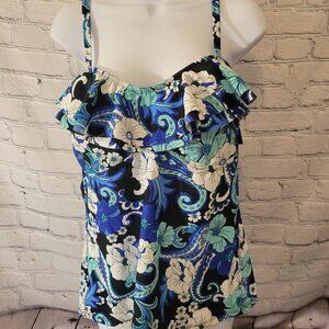 Island Escape Women's Printed Ruffled-Front Tahiti Tankini Top